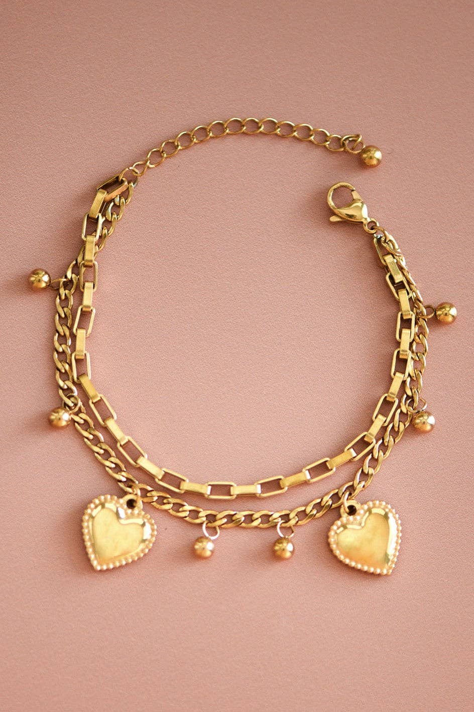 18K Gold Plated Waterproof Heart Chain Bracelet