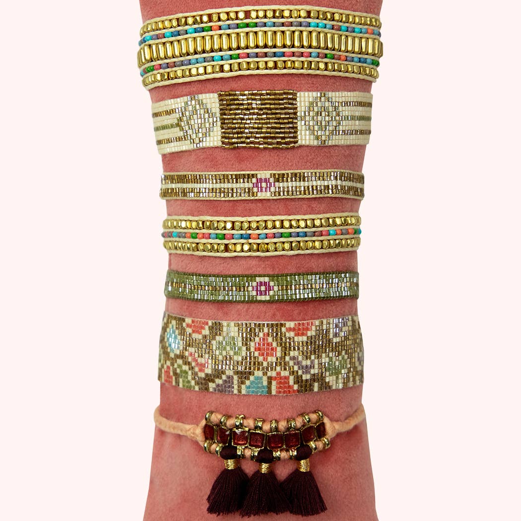 Beaded Bracelet Narrow - Multi Stripe