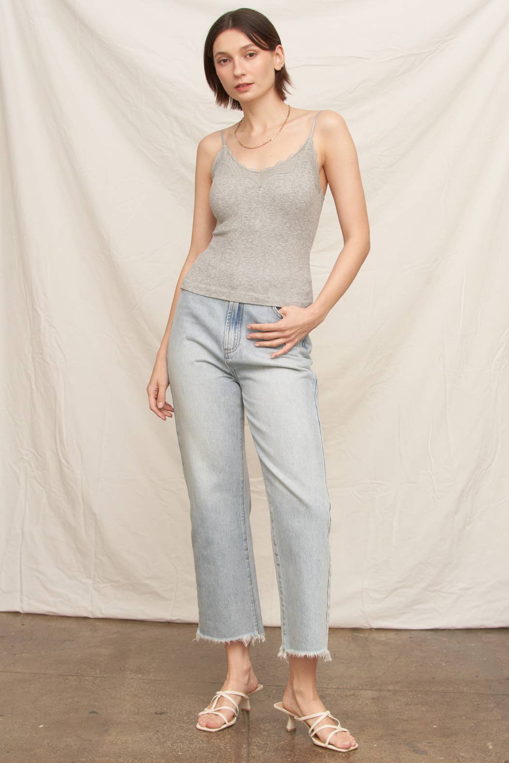 Lace Cami Top with Built-in Bra