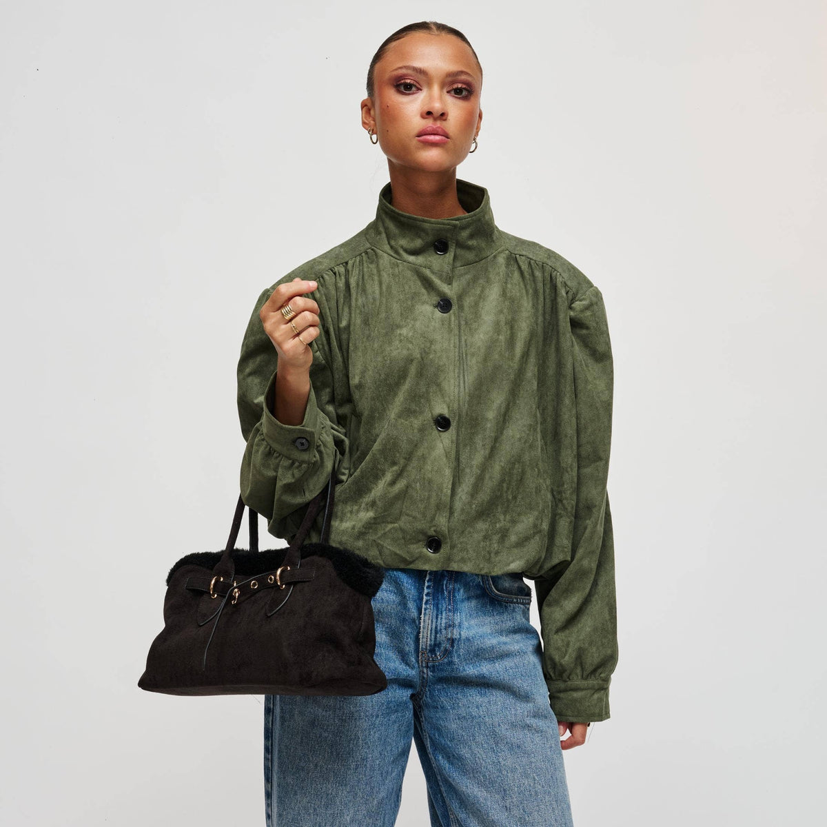 Tommy Fur Trimmed Satchel