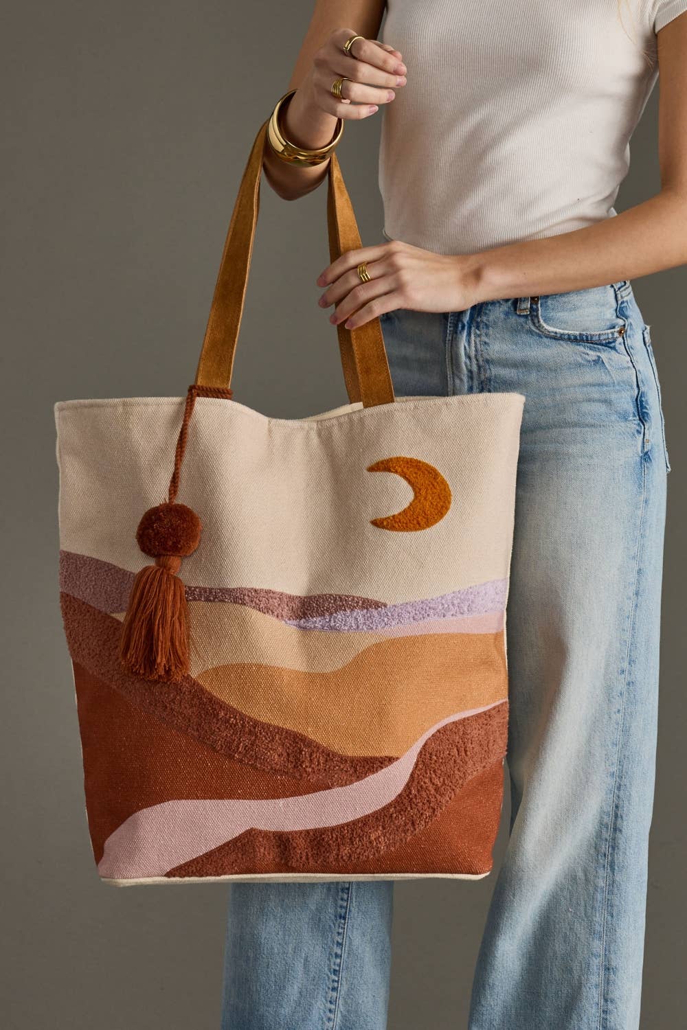 Large Boho Chic Moonrise Scene Tote - 2 Designs Available