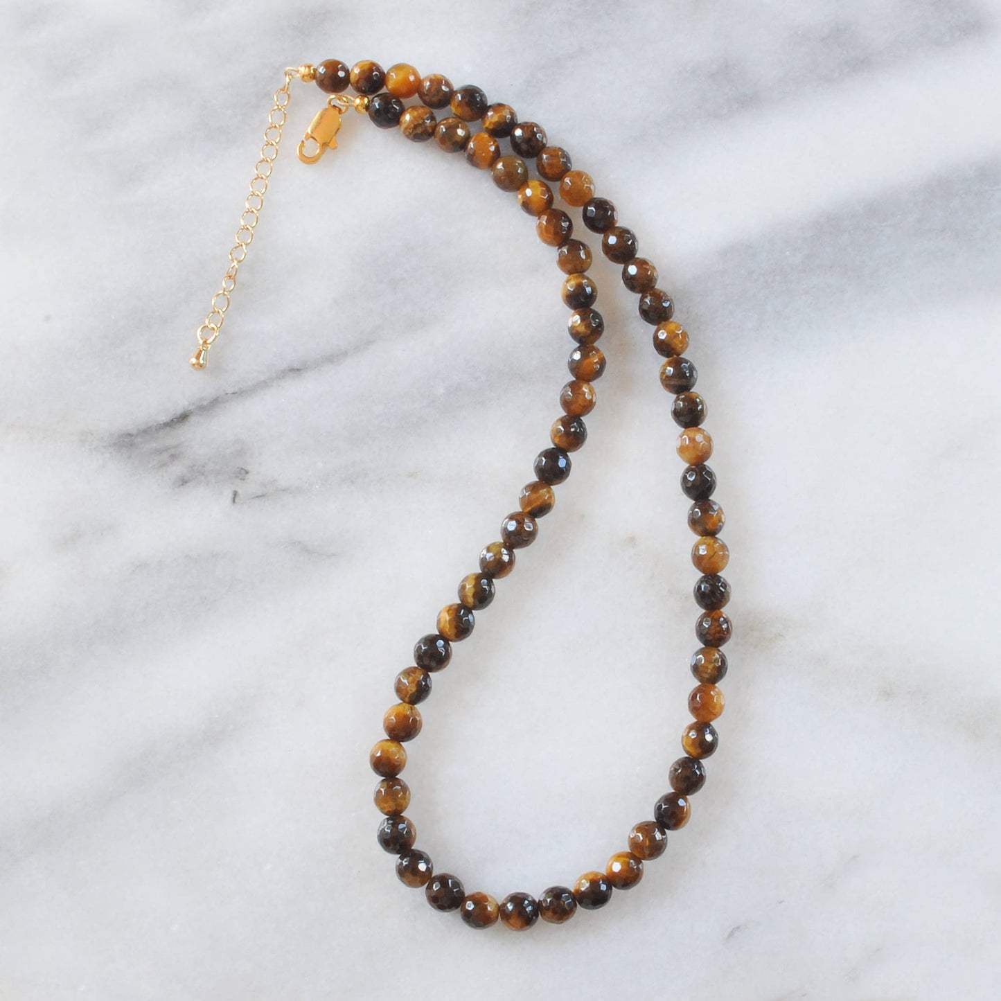 Gemstone Bead Necklace in Turquoise, Blue Lapis, Tiger Eye