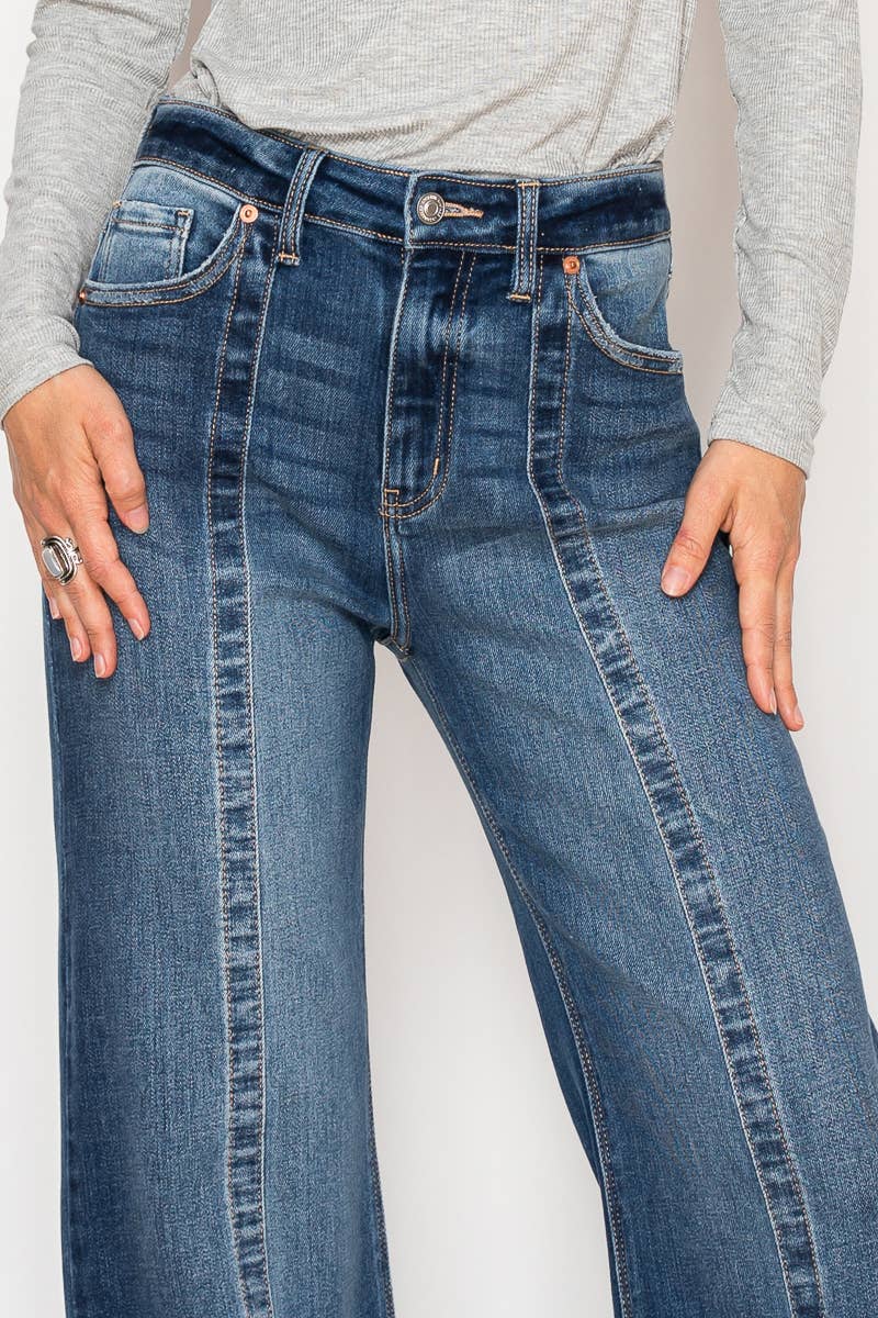 Eco Fabric High Rise Wide Leg Jeans - Dark Wash