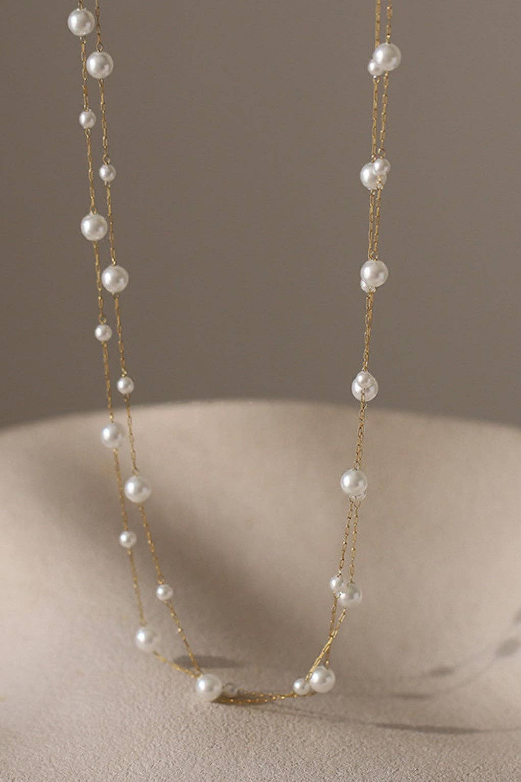 18K Gold Plated Waterproof Stainless Steel Pearl Necklace