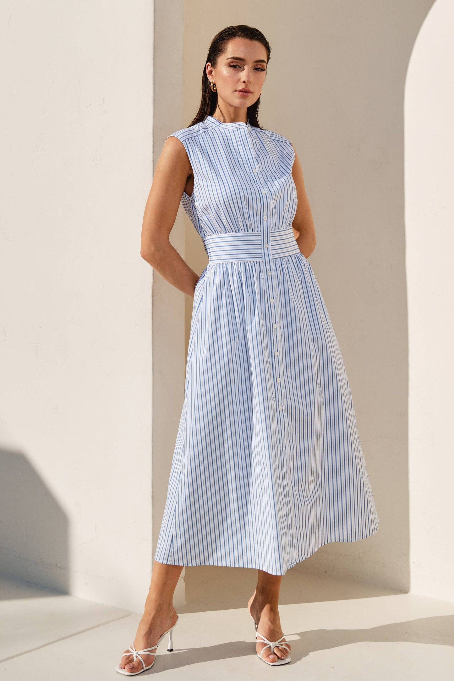 Nautical Striped Maxi Dress