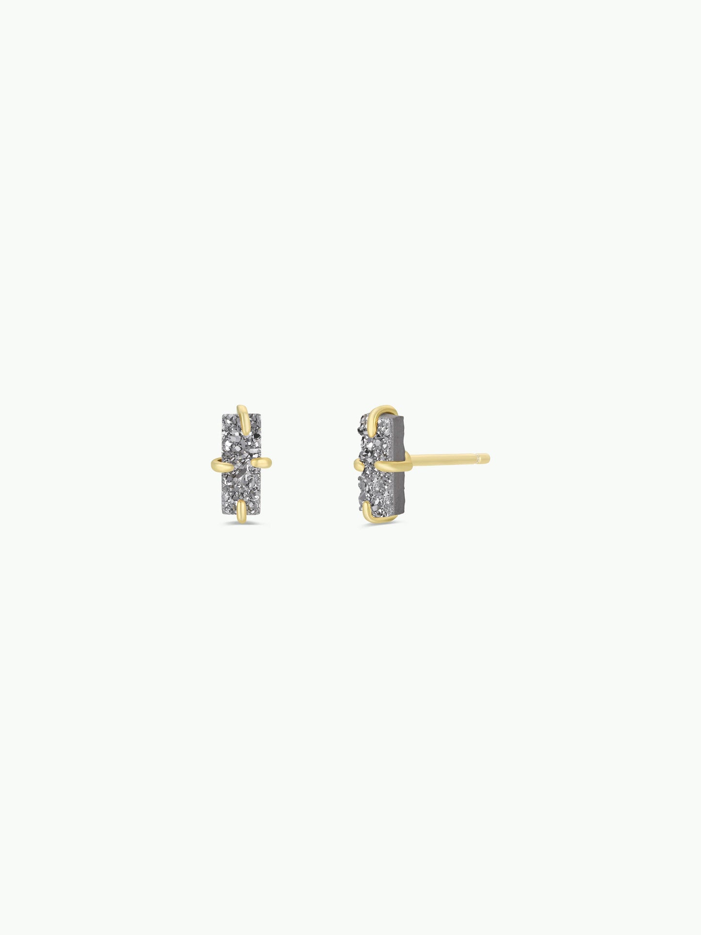 Druzy Bar - Silver - Gold Earrings