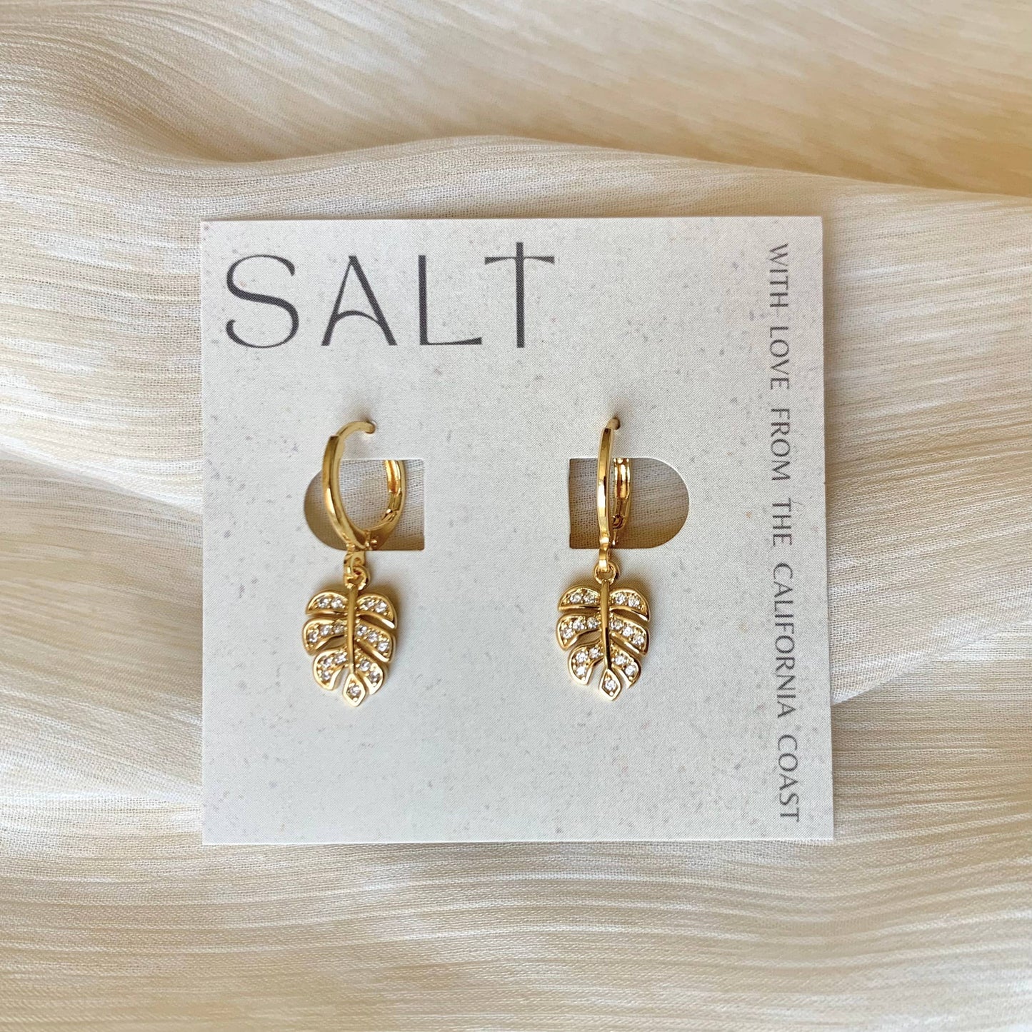 Gold Leaf Huggie Earrings