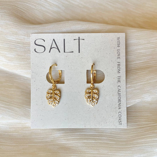 Gold Leaf Huggie Earrings