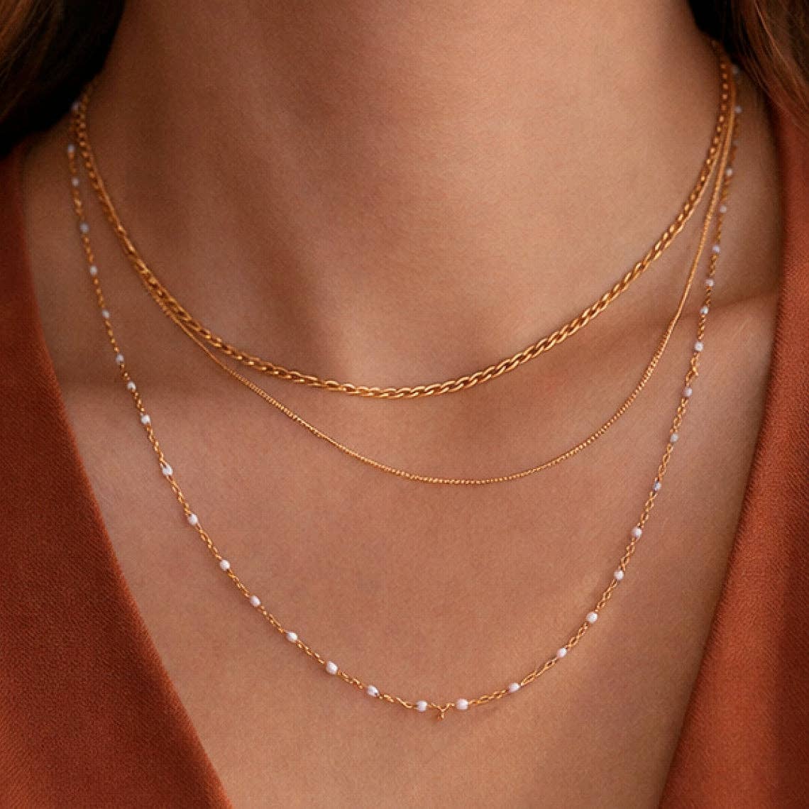 18K Gold Plated Waterproof Stainless Chain Necklace