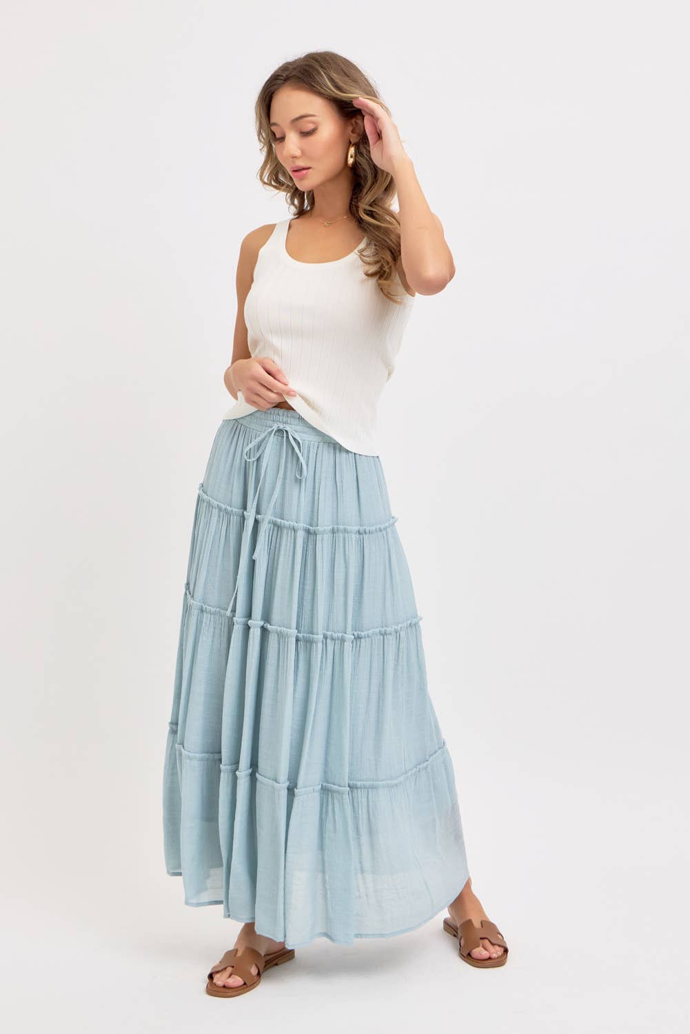 Flowy Tiered Boho Maxi Skirt