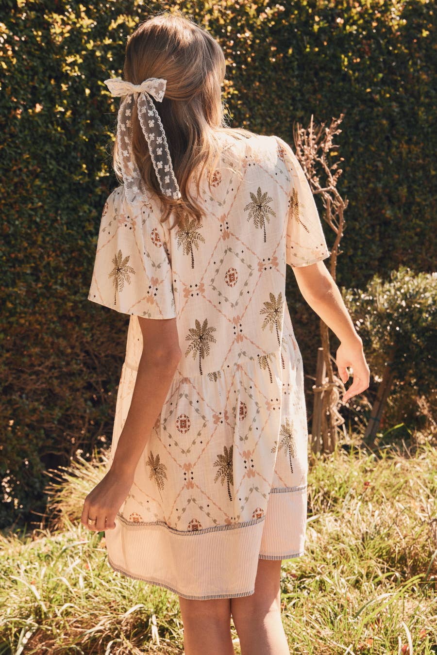 Tropical Printed Woven Baby Doll Mini Dress