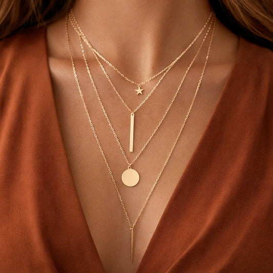 18K Gold Plated Waterproof Multi-Layer Necklace