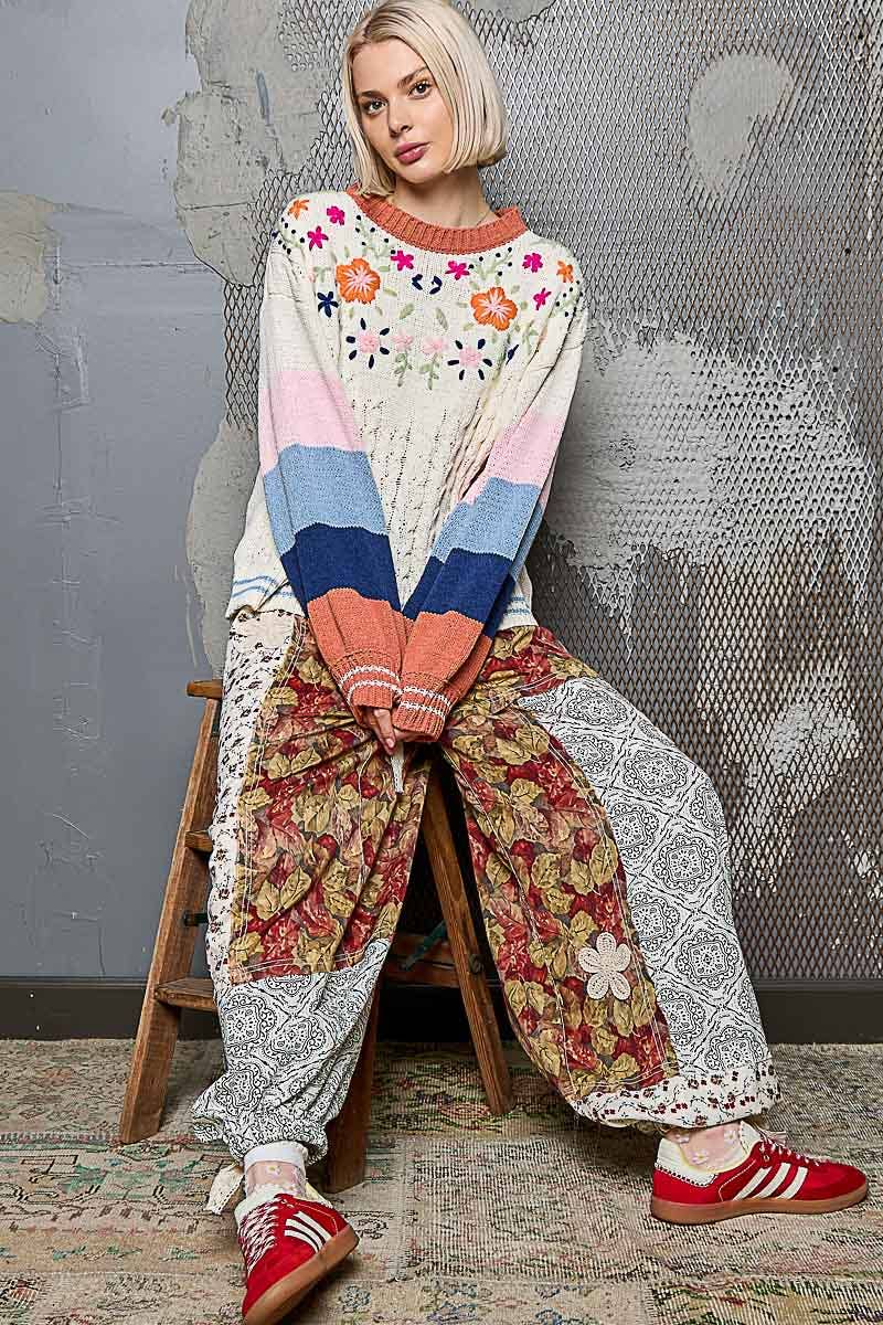 Joyful Garden Balloon-Sleeve Sweater