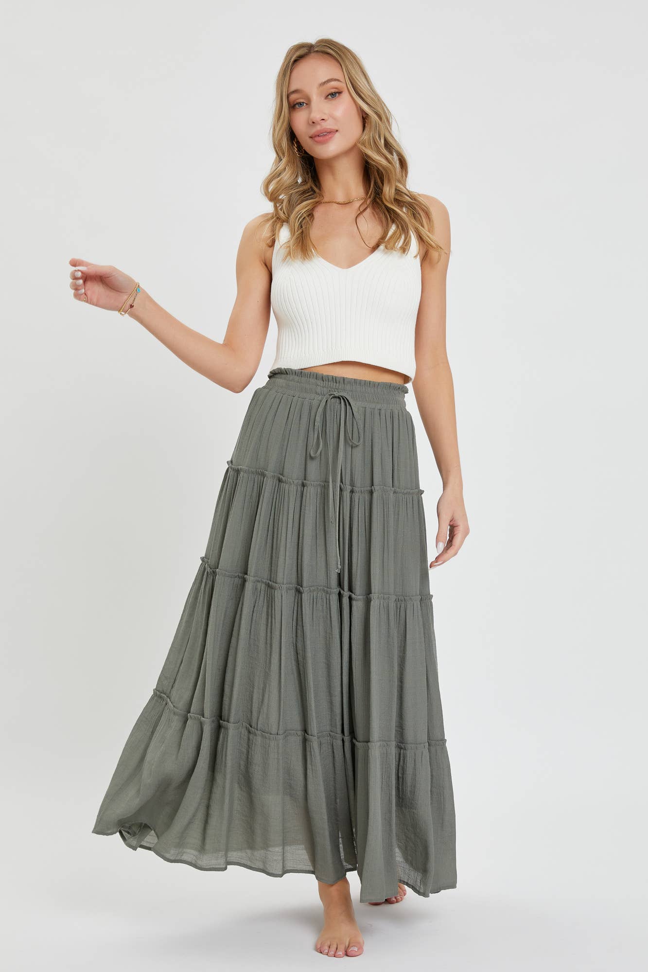 Flowy Tiered Boho Maxi Skirt