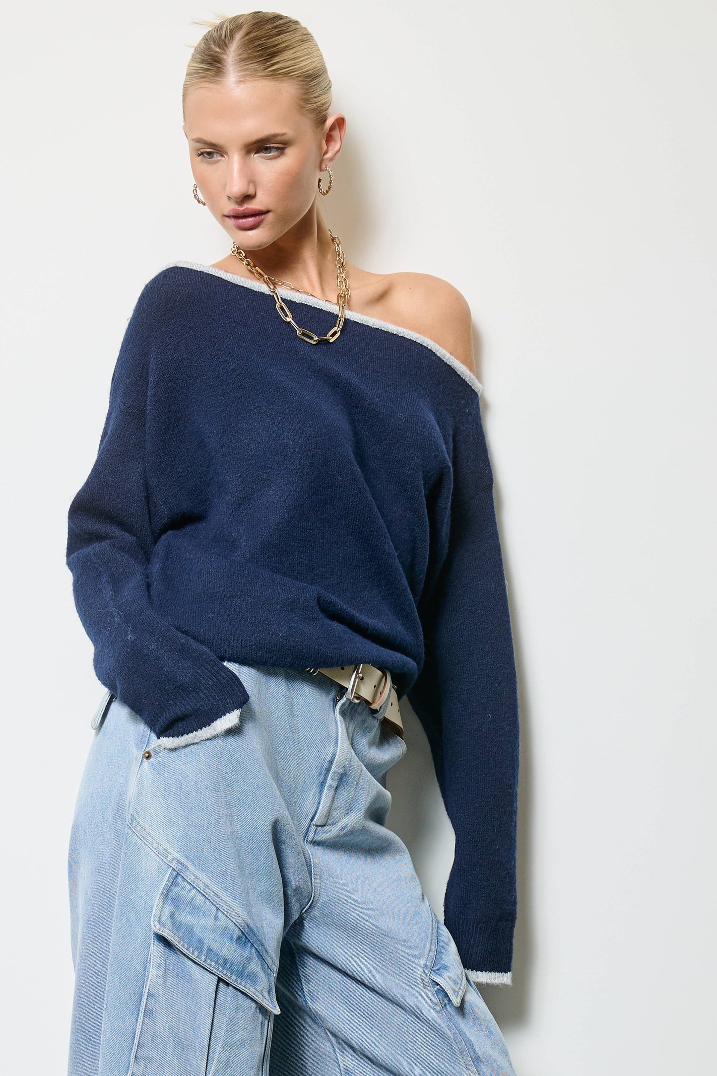 Dolman Off Shoulder Knit Sweater