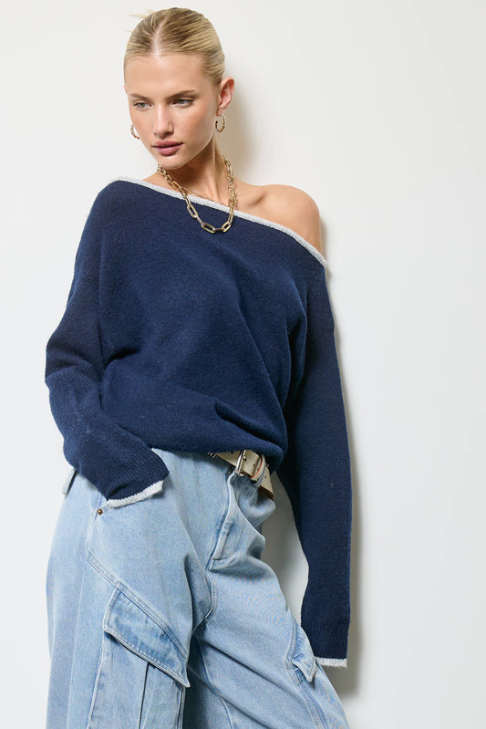 Dolman Off Shoulder Knit Sweater