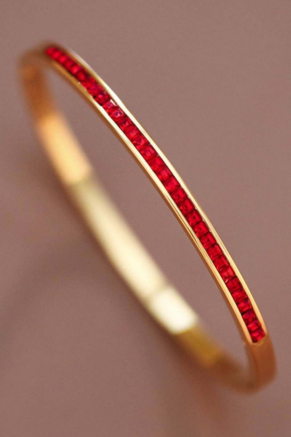 18K Gold Plated Waterproof Red Sparkle Bangle