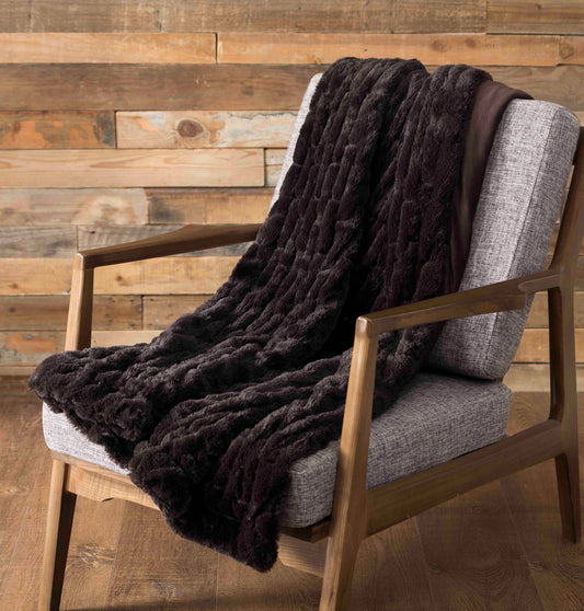 Luxuiously Soft Faux Fur Blanket - Rich Chocolate Brown
