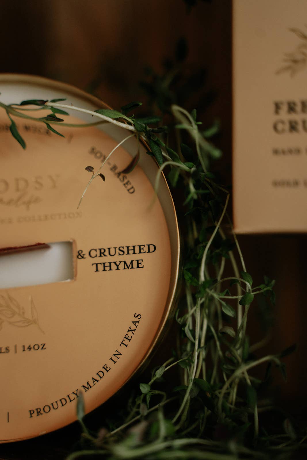 Fresh Lemon & Crushed Thyme Solid Brass 14oz Soy Candle