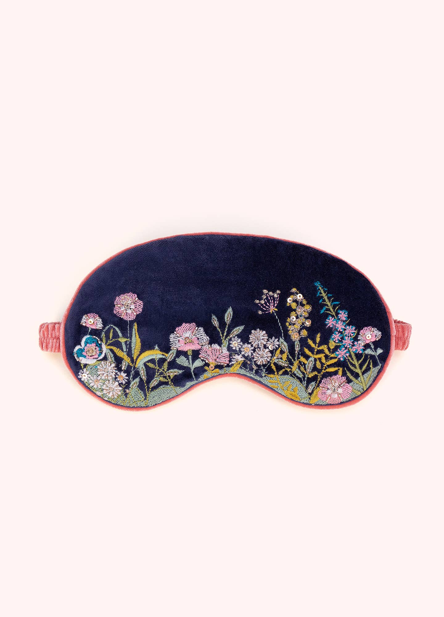 Luxurious Navy Velvet Wildflowers Sleep Mask
