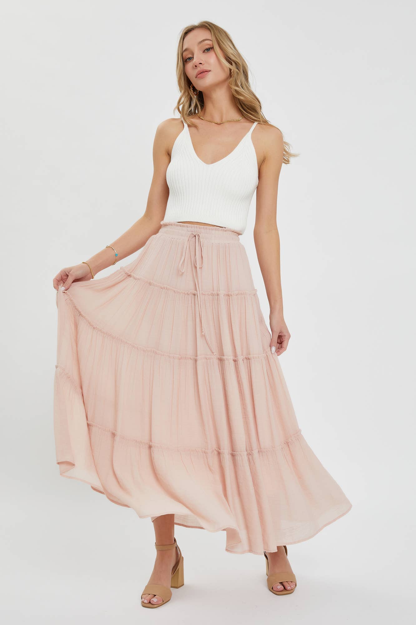 Flowy Tiered Boho Maxi Skirt