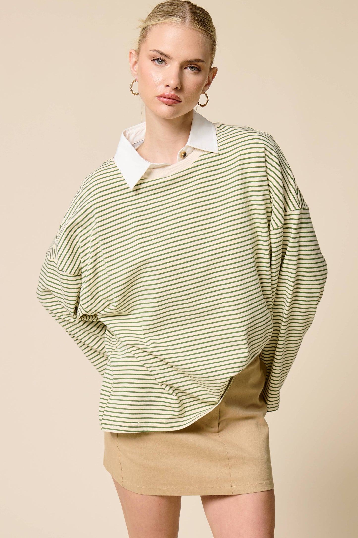 Striped Oversized Long Sleeve Top