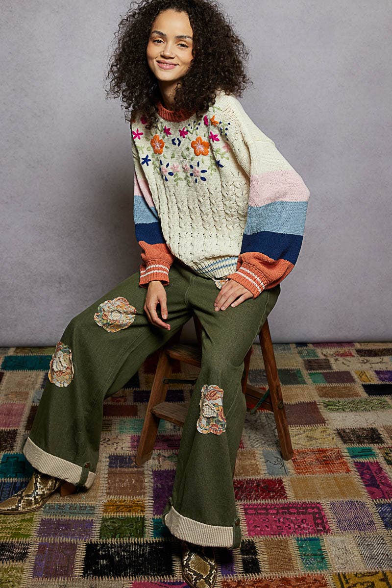 Joyful Garden Balloon-Sleeve Sweater