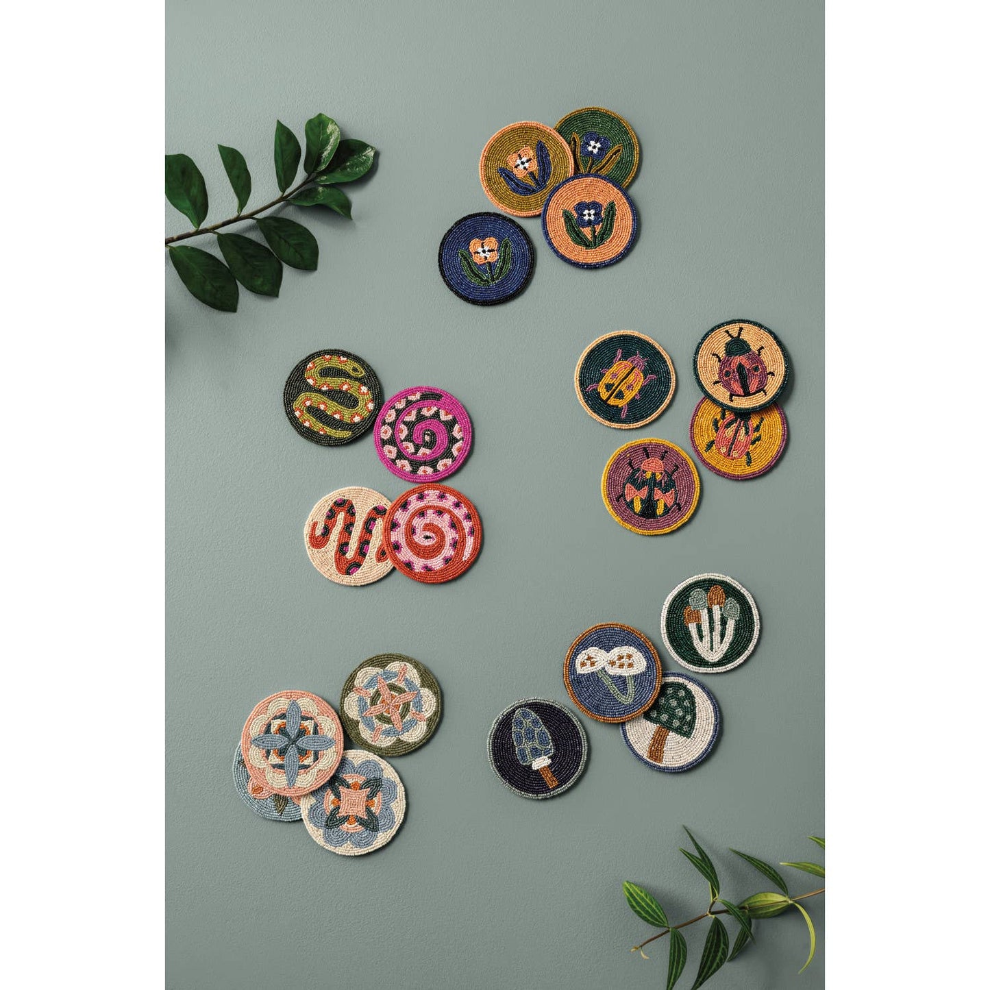 Fancy Bug Beaded Coasters Set of 4