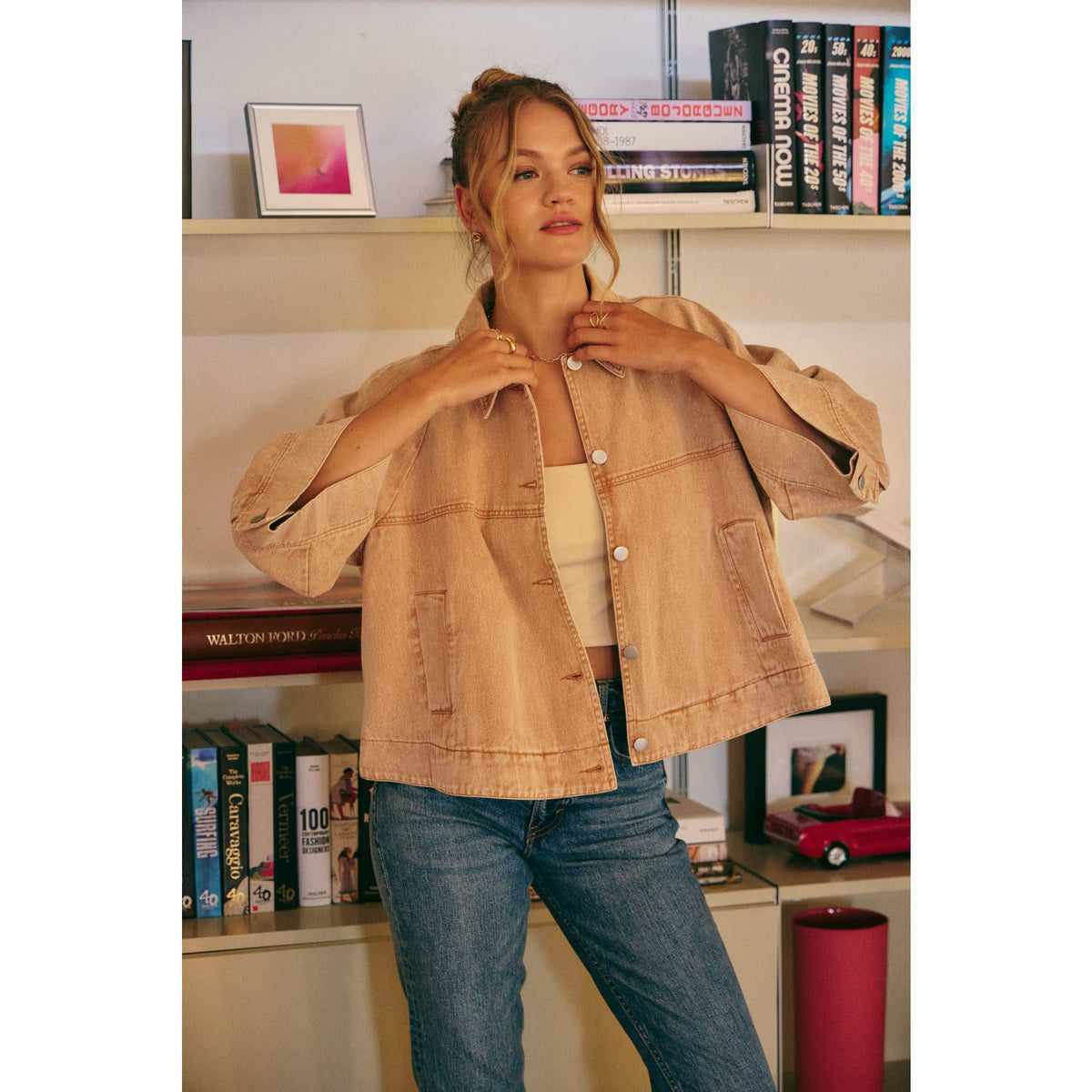 SEASONLESS MINERAL-WASHED COTTON TWILL UTILITY JACKET