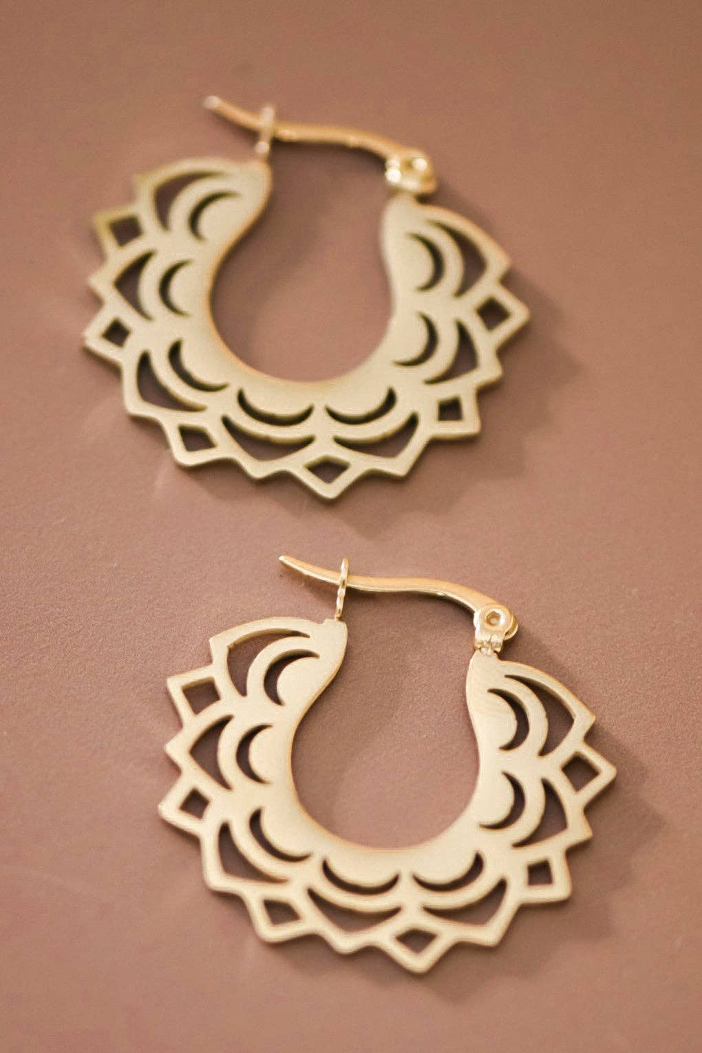 18K Gold Plated Waterproof Boho Hoop Earrings