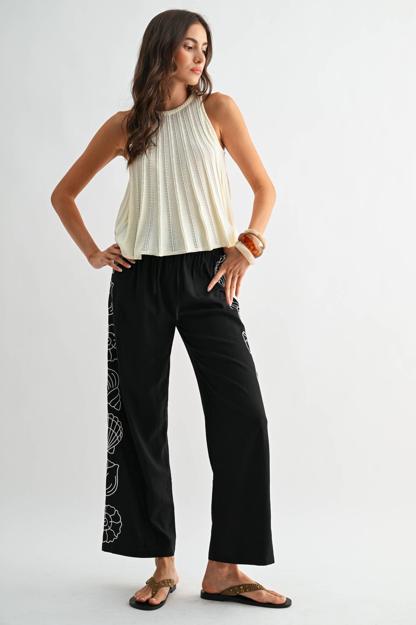 Sleeveless Knit Top with Flared Hem