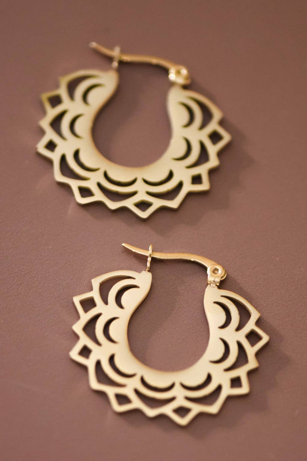 18K Gold Plated Waterproof Boho Hoop Earrings