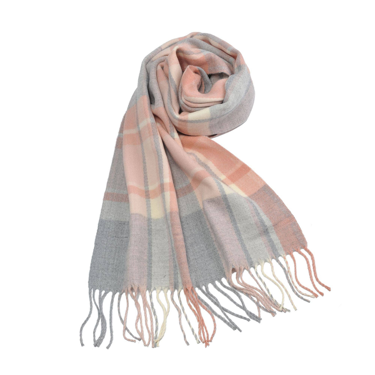 Muted Plaid Fringe Scarf