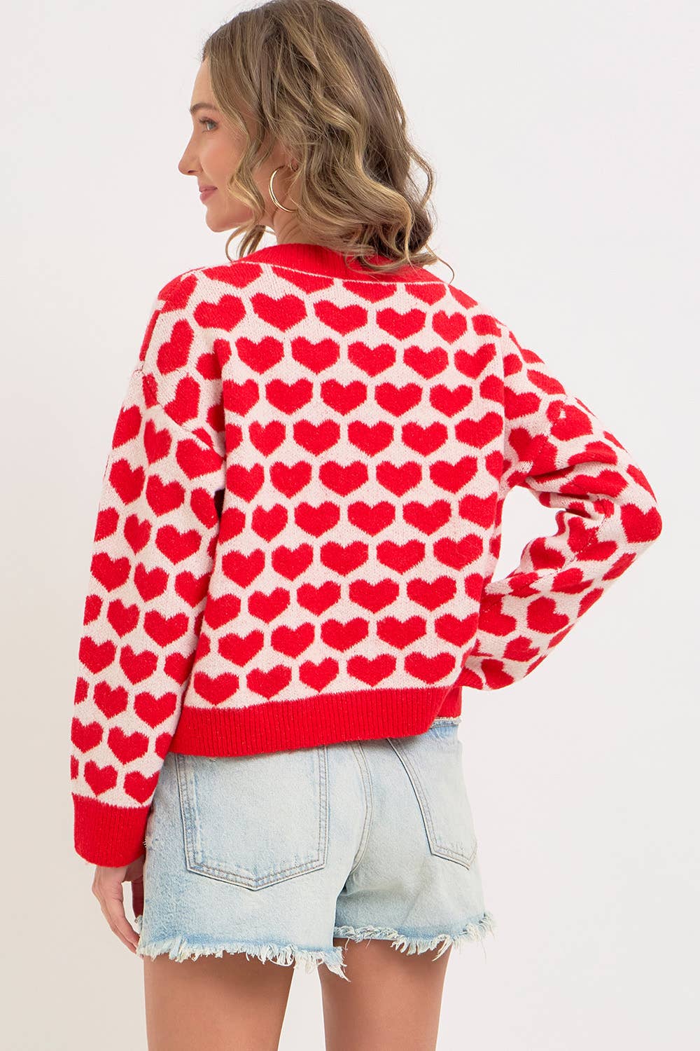 Sweetheart Button Cardigan – Pink or Red