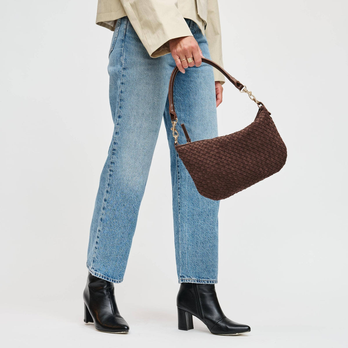 Woven Faux Suede Hobo/Crossbody Bag