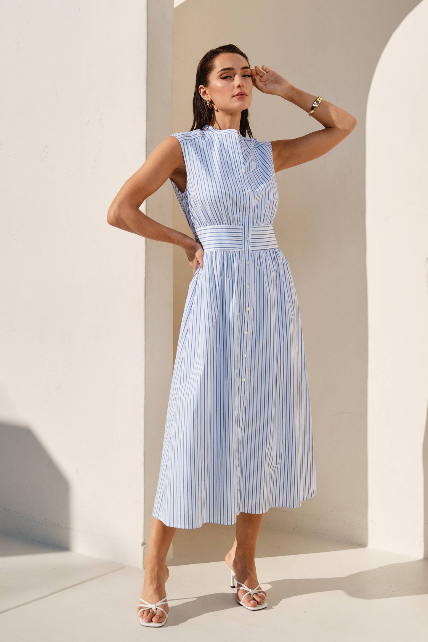 Nautical Striped Maxi Dress