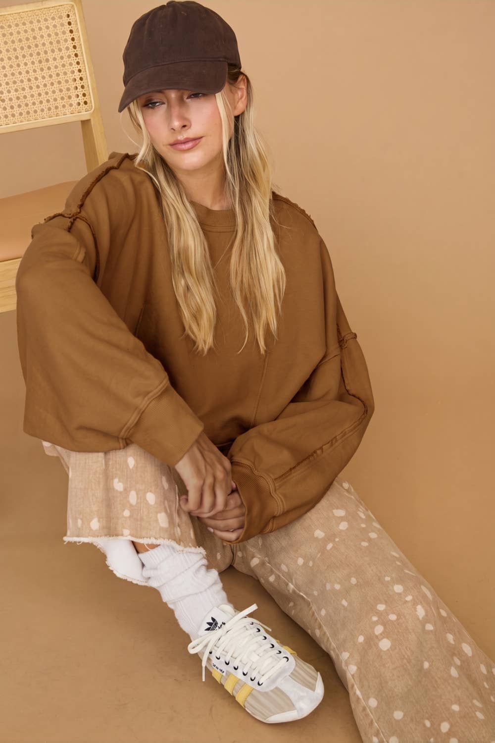 Washed Cropped Oversized Sweatshirt