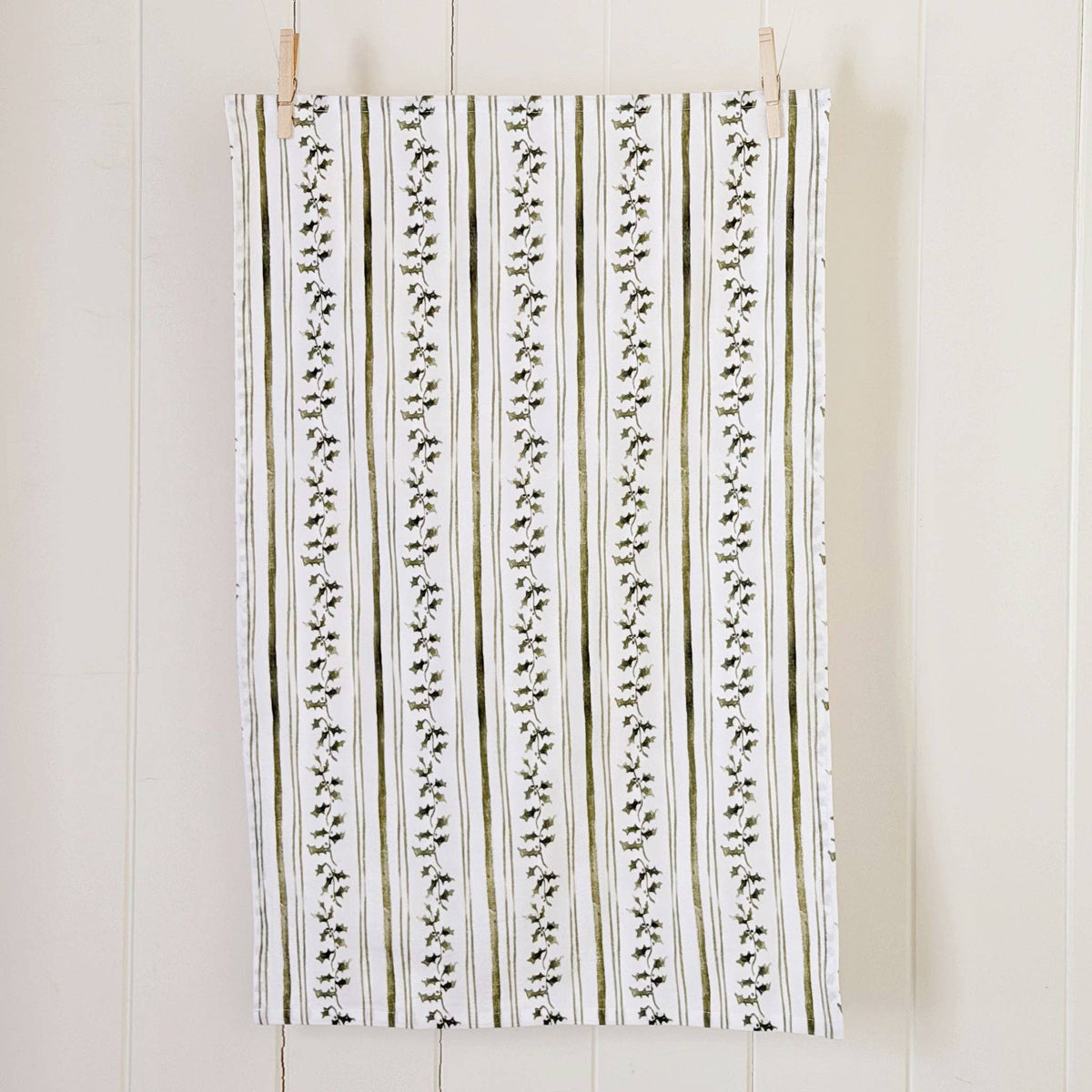 Holly stripe cotton tea towel