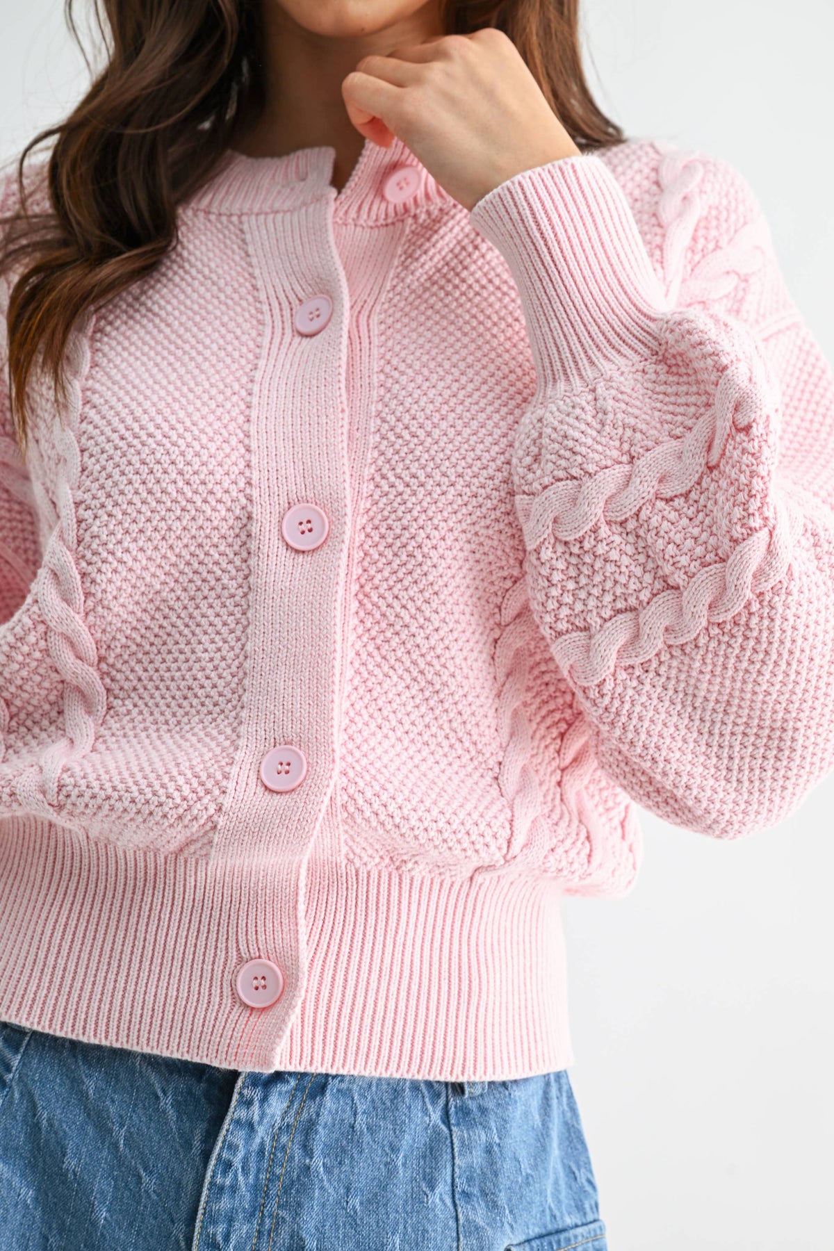 Cozy Vintage Wash Cable Knit Cardigan