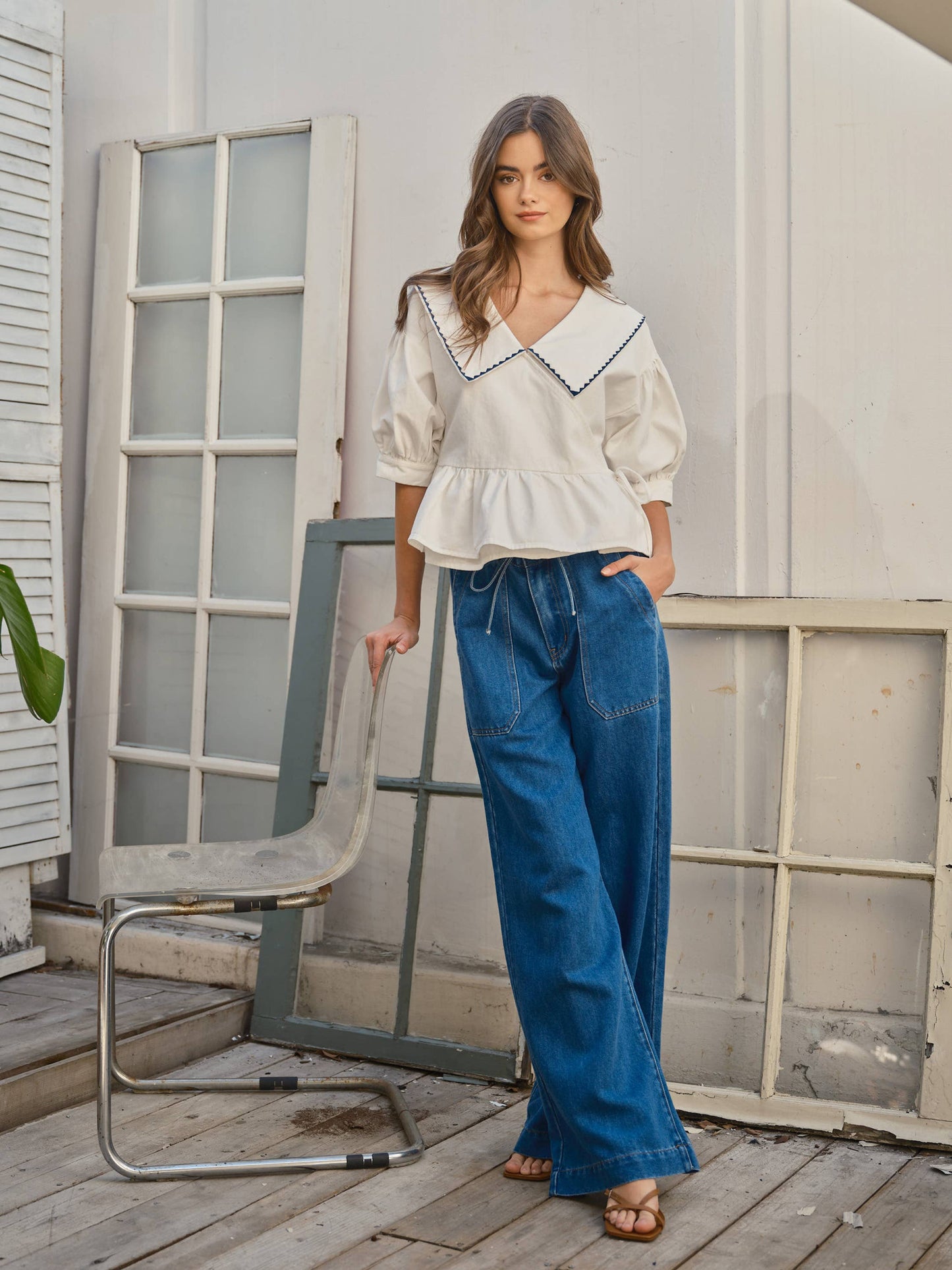 Soft & Flowy Straight Leg Jeans with Tie Waist