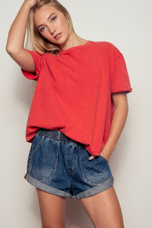 Boxy Oversized Cotton Crewneck Tee - 2 Color Options