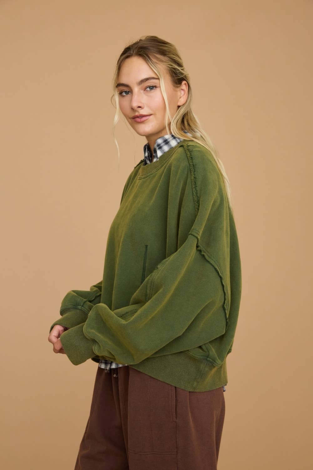 Washed Cropped Oversized Sweatshirt