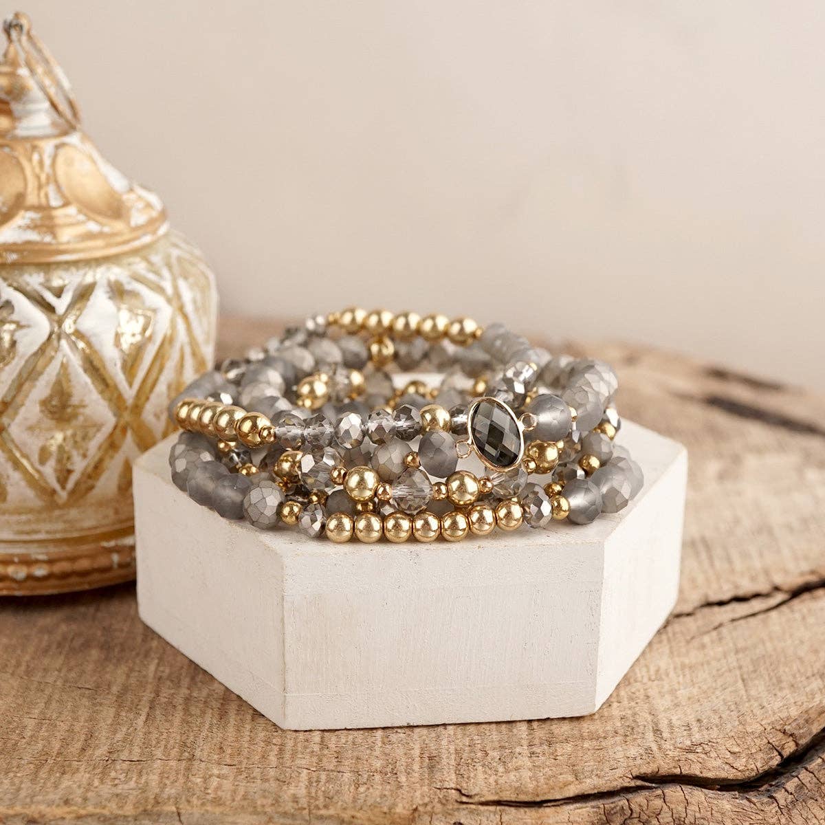 Golden Burgundy Bracelet Stack