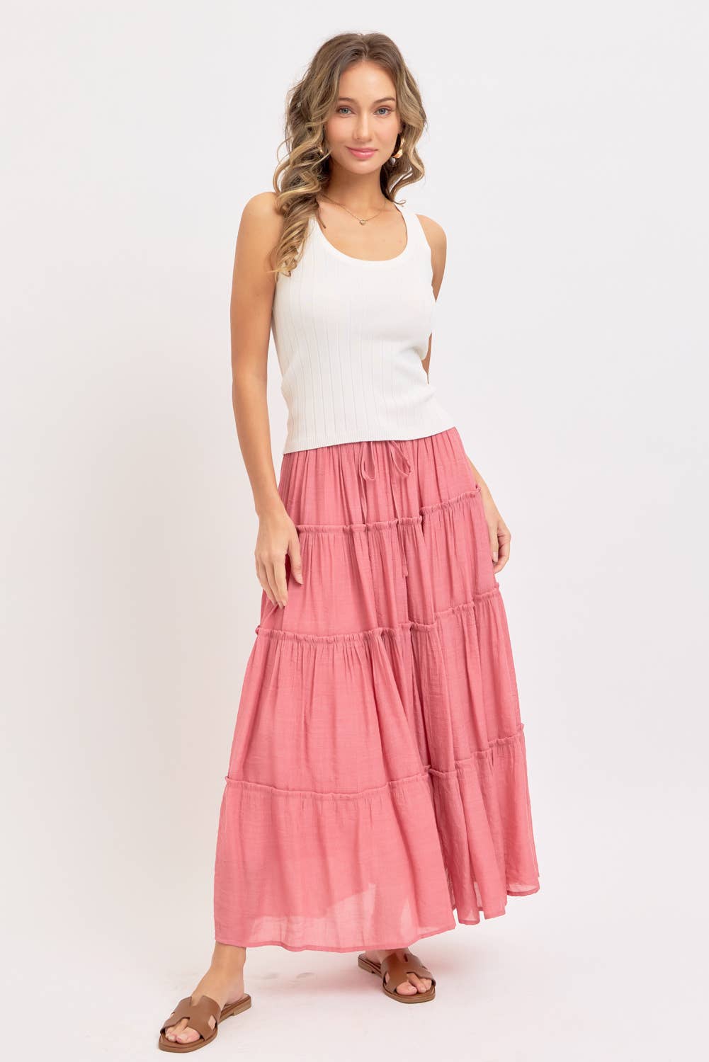 Flowy Tiered Boho Maxi Skirt