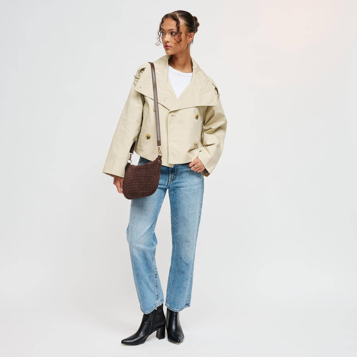 Woven Faux Suede Hobo/Crossbody Bag
