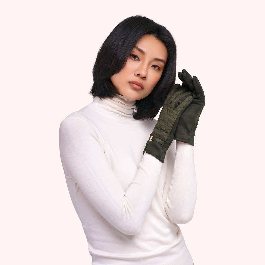 Penelope Quilted Gloves in Moss
