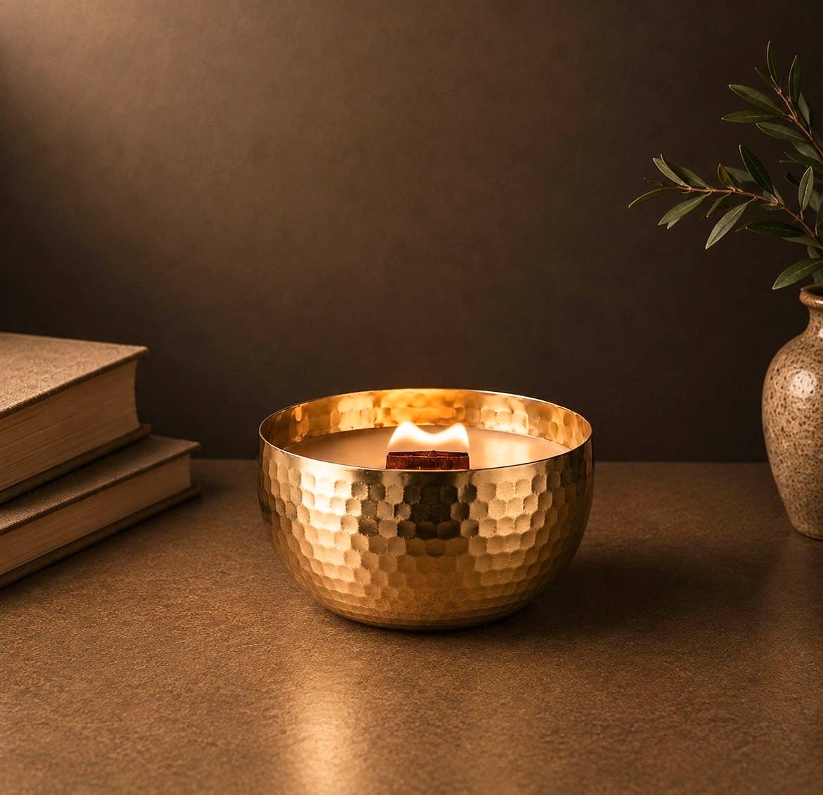 Sandalwood & Cloves-Solid Brass 14oz Pure Soy Candle