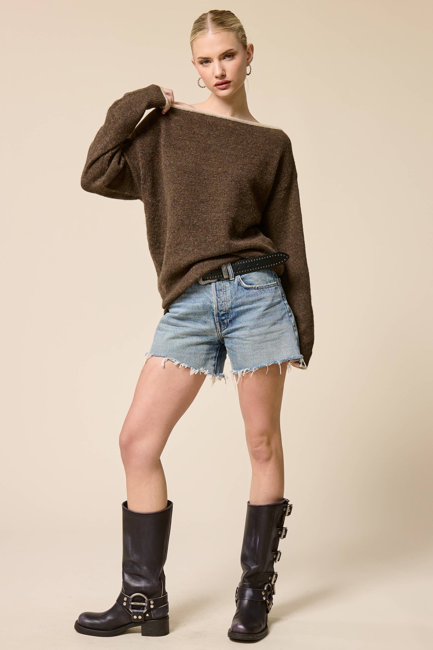 Dolman Off Shoulder Knit Sweater