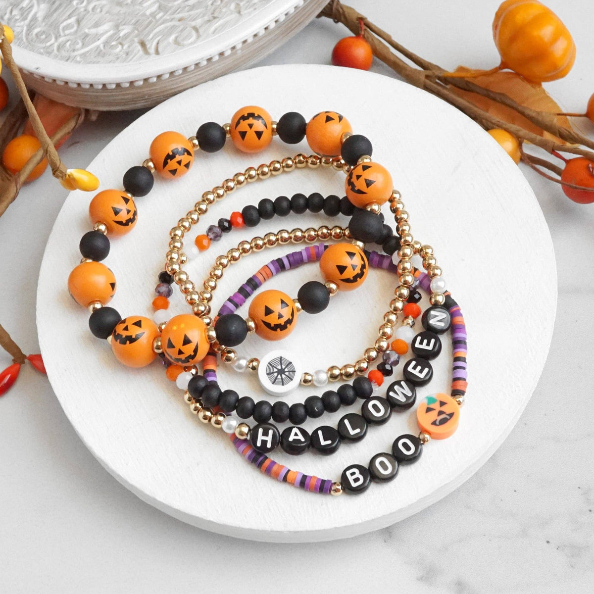 Halloween Beaded Bracelet Stack