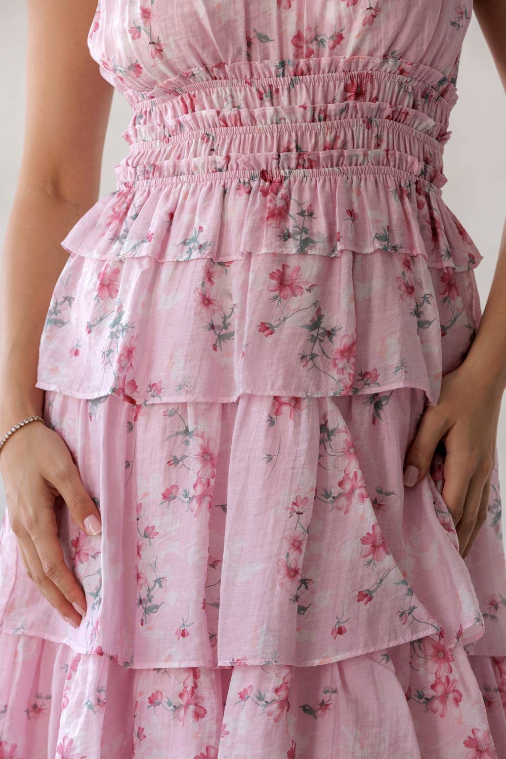 Floral Smocked Tiered Midi Dress